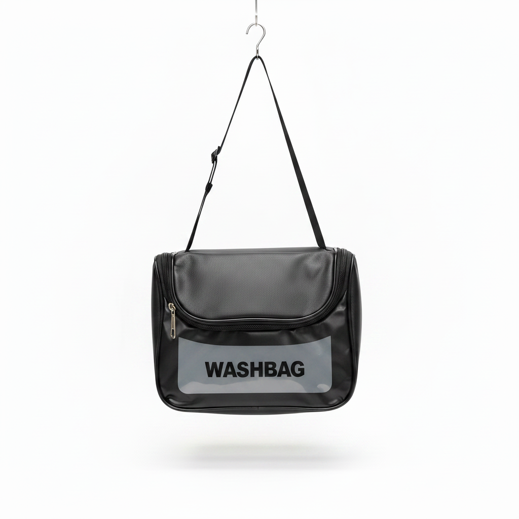 Black Washbag - Straight Front