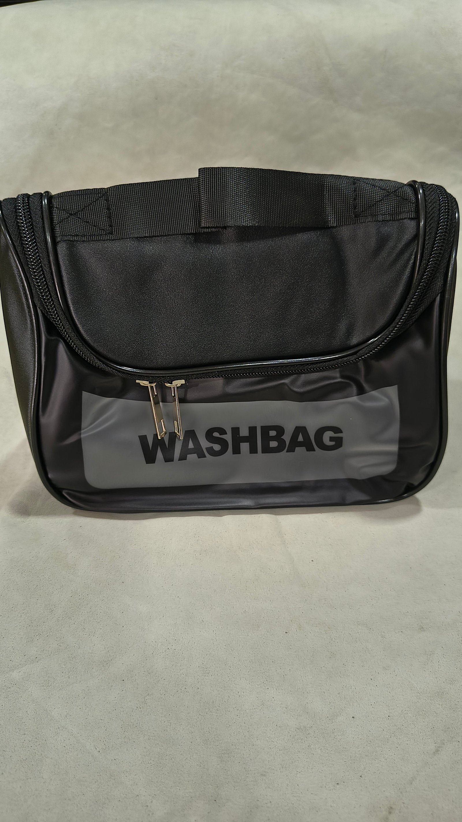 Black Premium Travel Washbag - Front View
