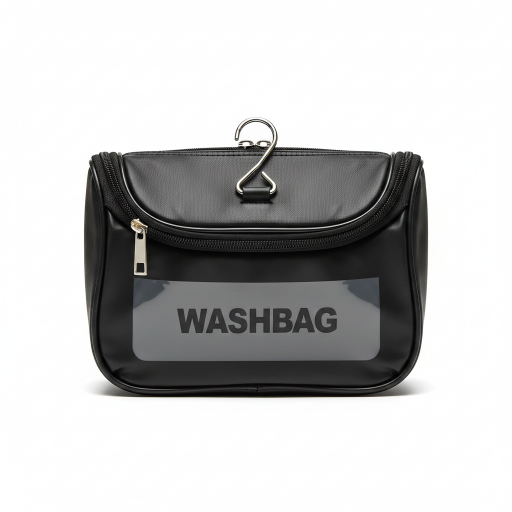 Black Washbag - Premium Front View