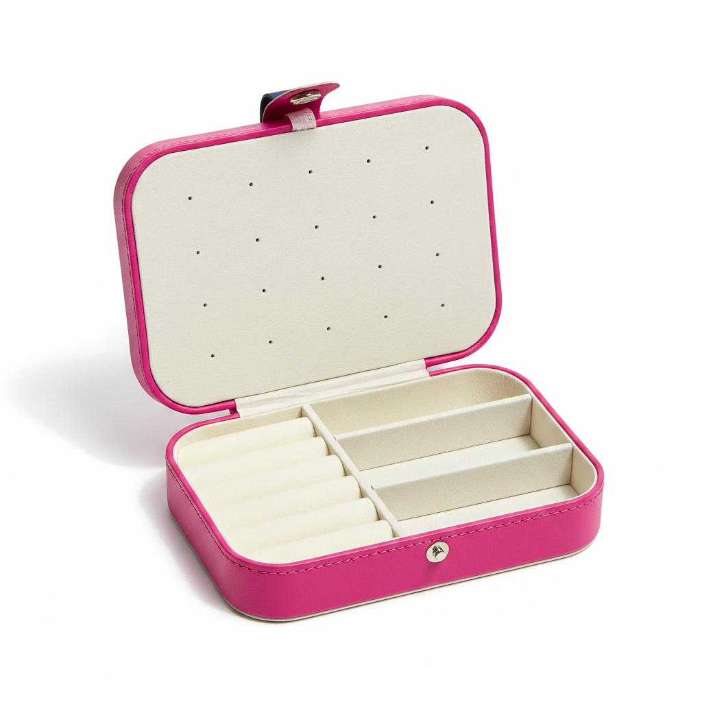 Pink Mini Jewelry Box - White Background Open